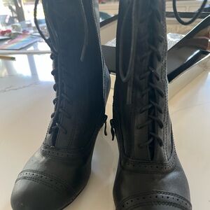 Black Lace-Up Victorian Boots